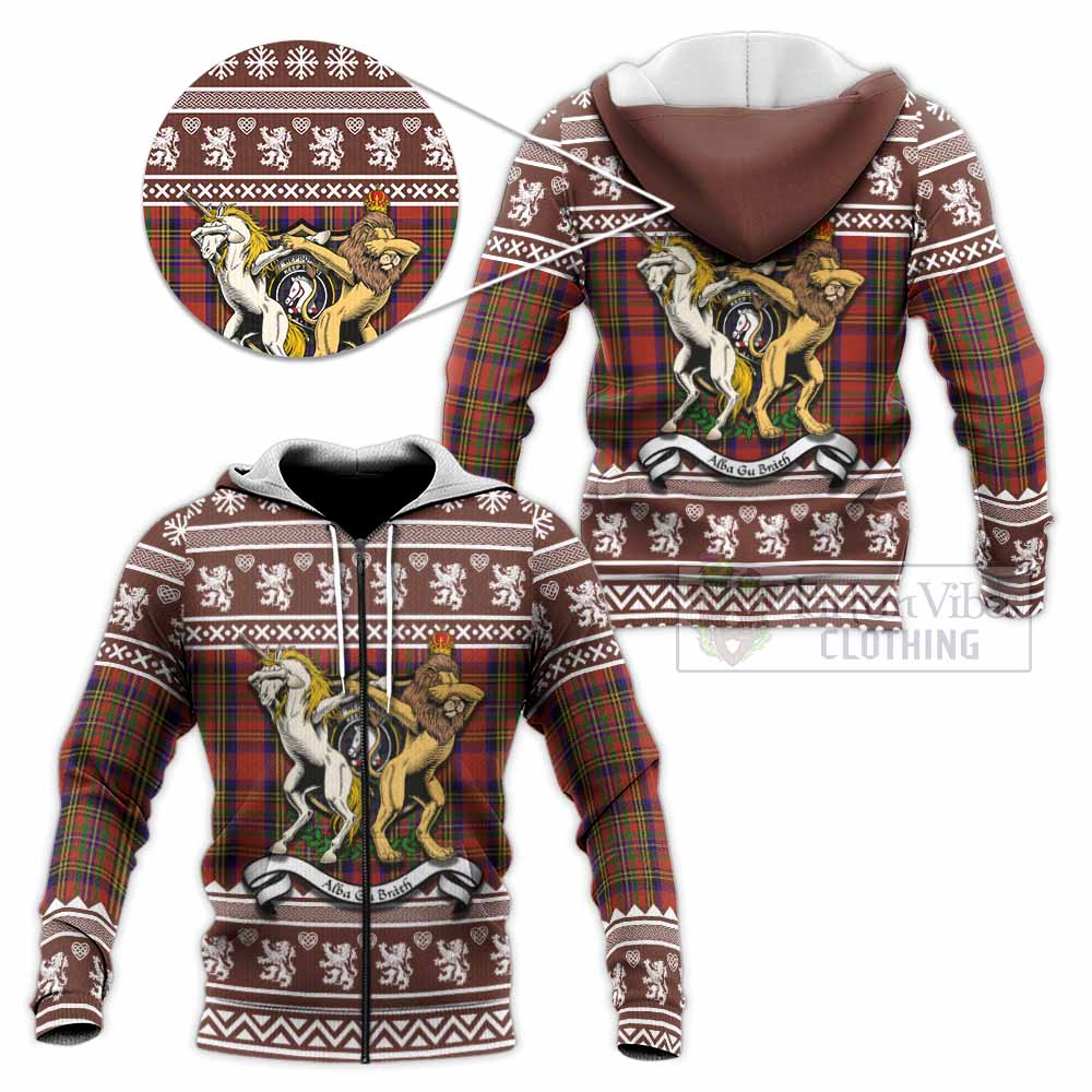 Hepburn Clan Tartan Crest Christmas Knitted Hoodie Coat of Arms Funny Style - Tartan Vibes Clothing