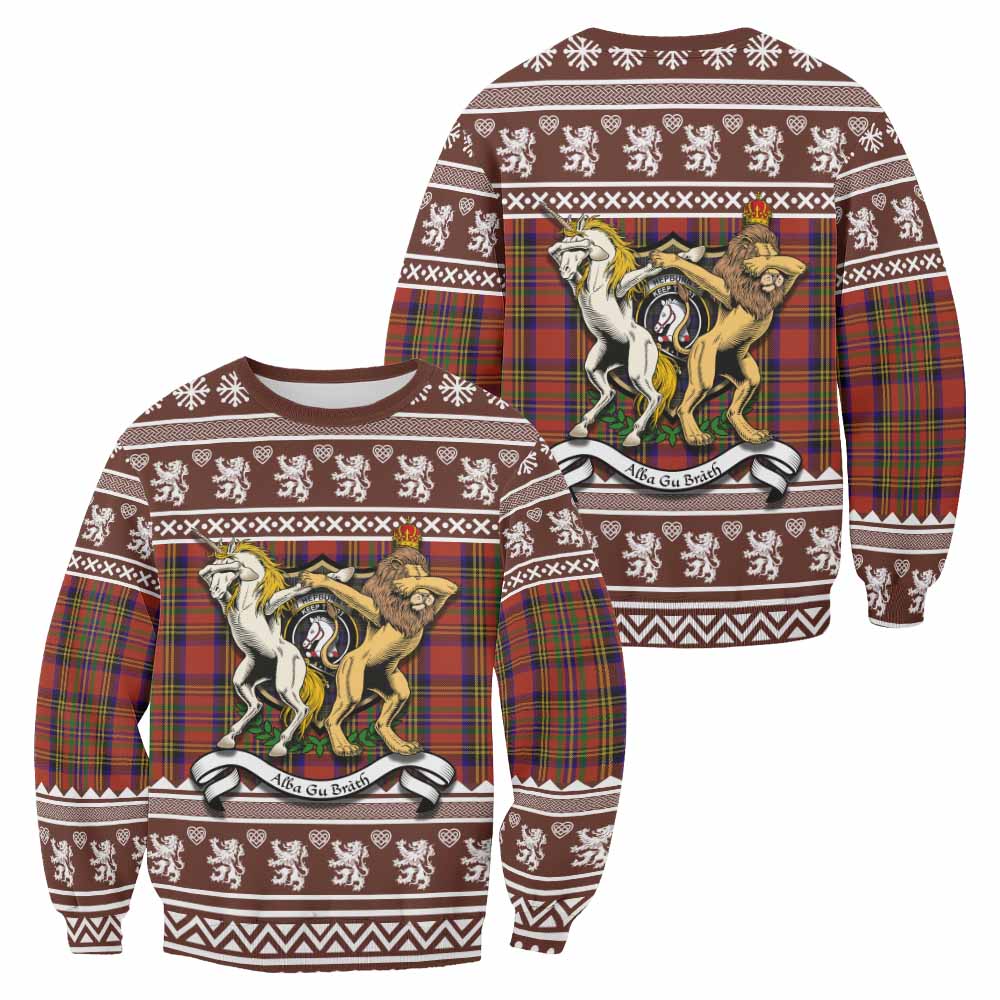 Hepburn Clan Tartan Crest Christmas Sweatshirt Coat of Arms Funny Style - Tartan Vibes Clothing