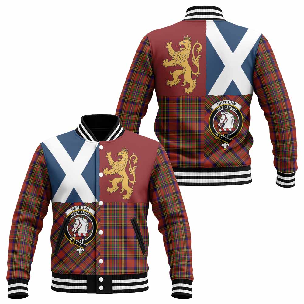 Hepburn Crest Tartan Baseball Jacket with Lion Rampant Saltire Style