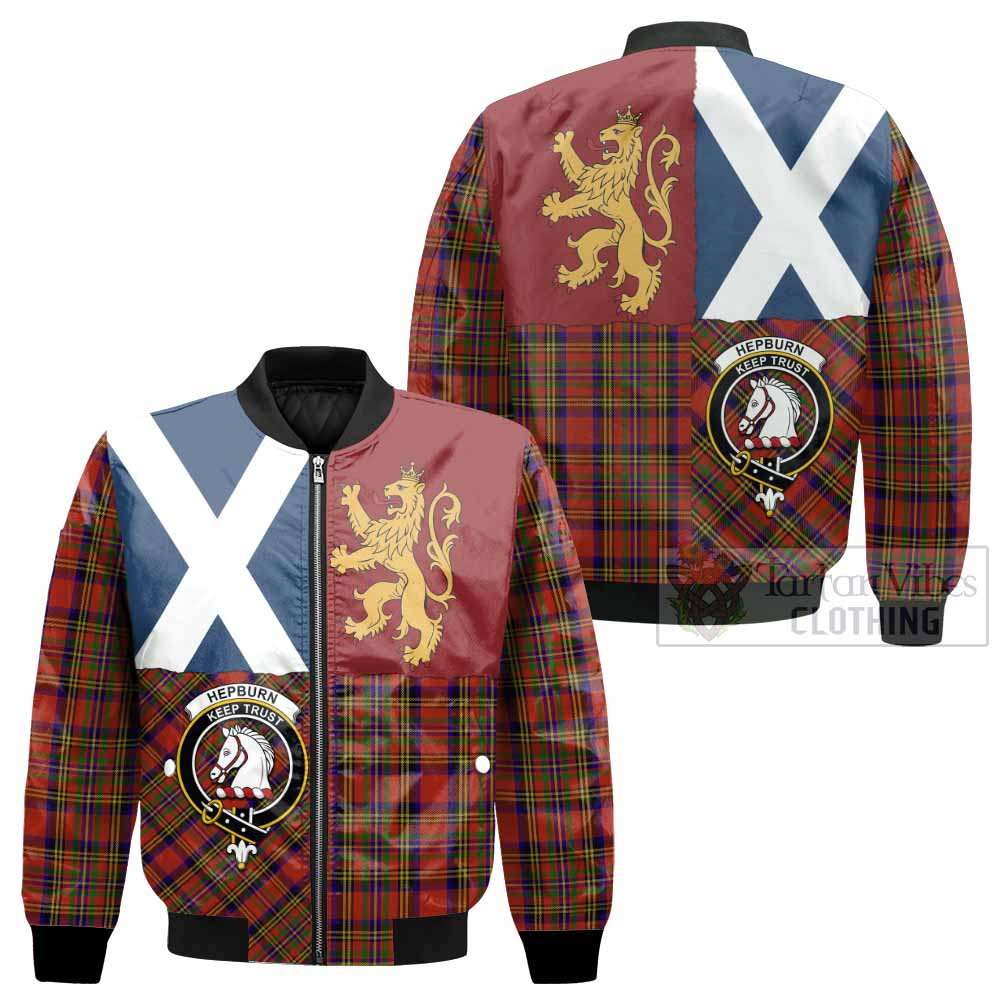 Hepburn Crest Tartan Bomber Jacket with Lion Rampant Saltire Style