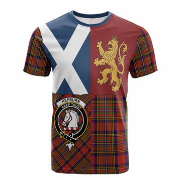 Hepburn Crest Tartan Cotton T-shirt with Lion Rampant Saltire Style