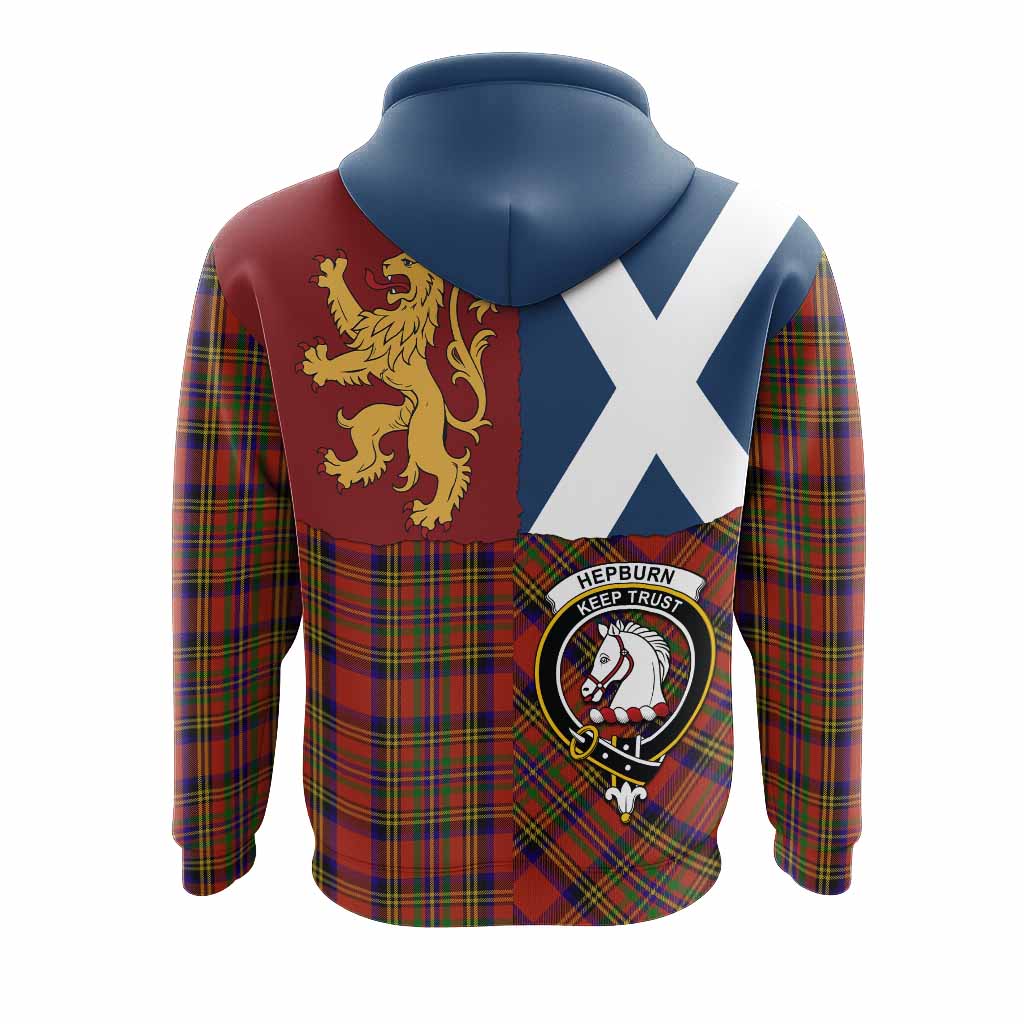 Hepburn Crest Tartan Hoodie with Lion Rampant Saltire Style