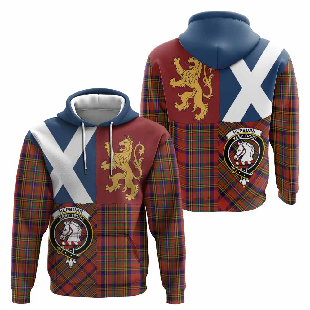 Hepburn Crest Tartan Hoodie with Lion Rampant Saltire Style