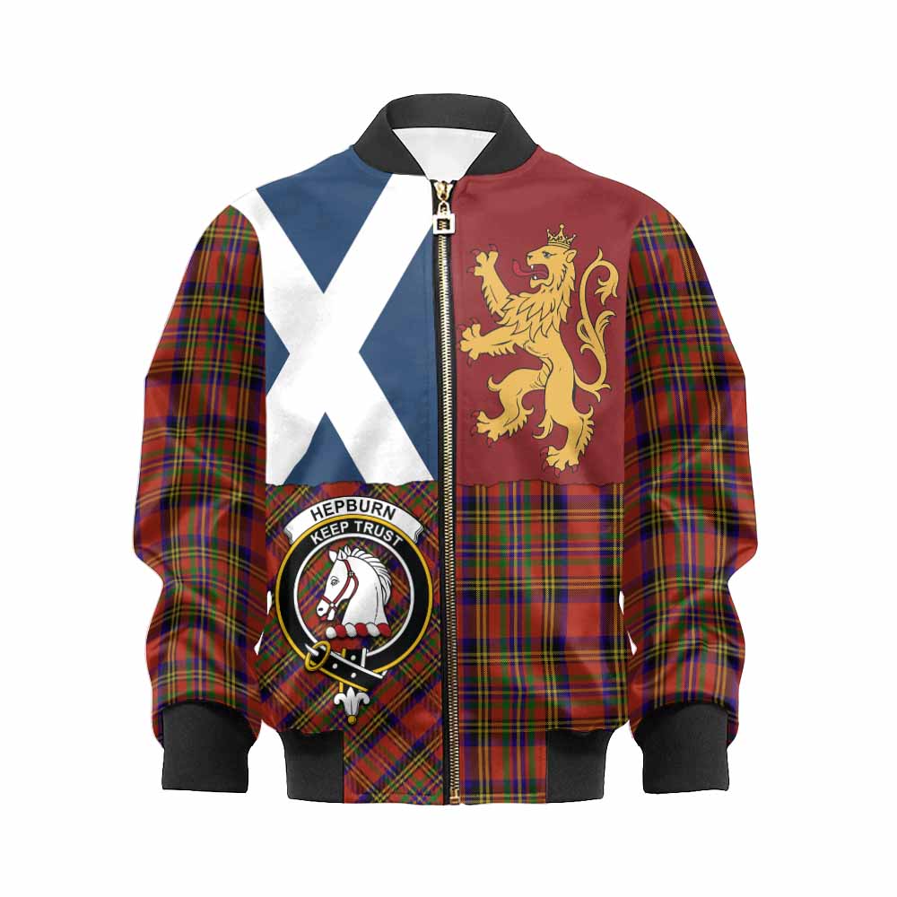 Hepburn Crest Tartan Kid Bomber Jacket with Lion Rampant Saltire Style - Tartan Vibes Clothing