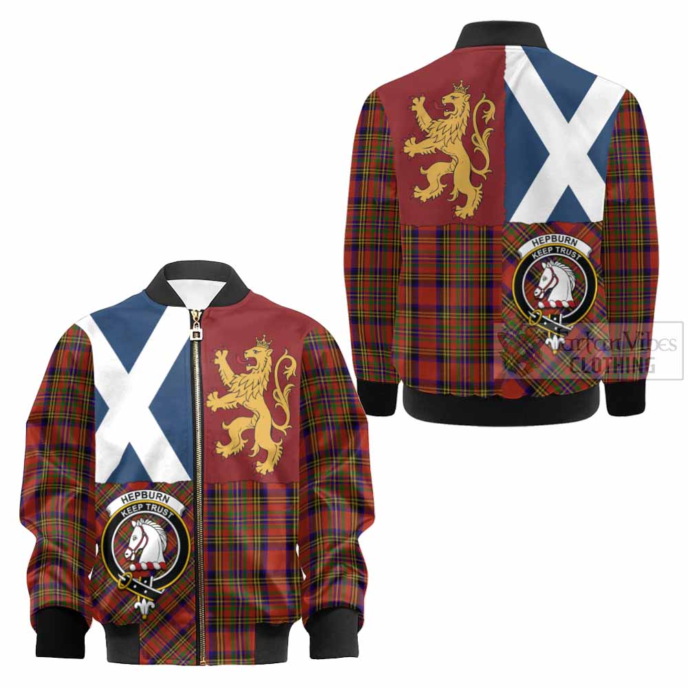 Hepburn Crest Tartan Kid Bomber Jacket with Lion Rampant Saltire Style - Tartan Vibes Clothing