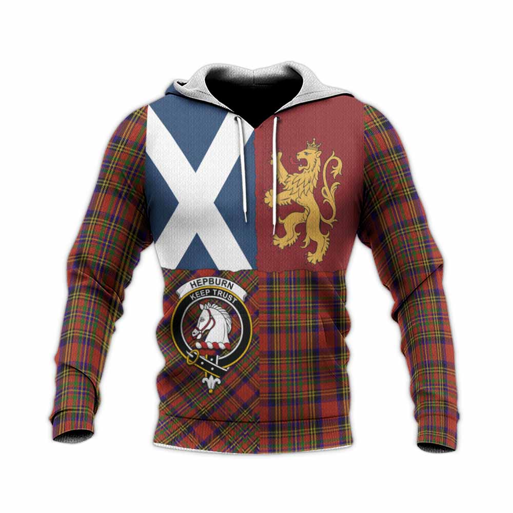 Hepburn Crest Tartan Knitted Hoodie with Lion Rampant Saltire Style