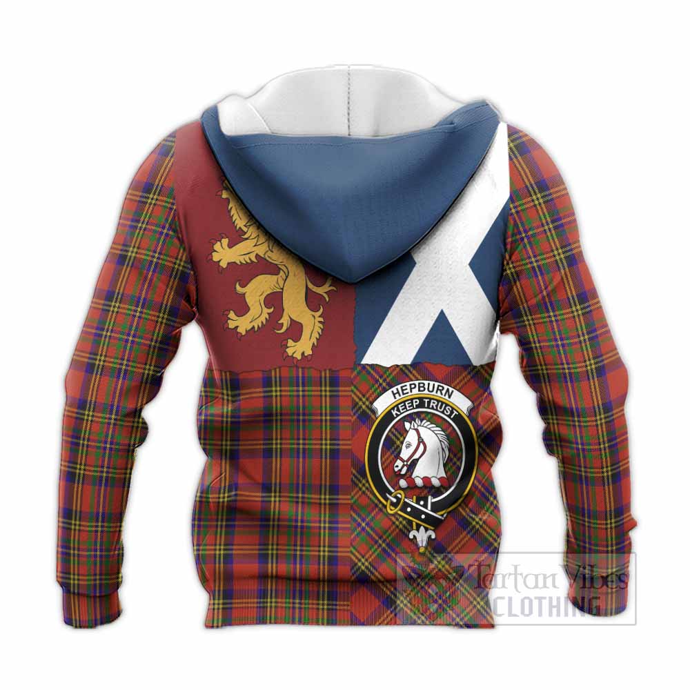Hepburn Crest Tartan Knitted Hoodie with Lion Rampant Saltire Style