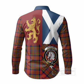 Hepburn Crest Tartan Long Sleeve Button Shirts with Lion Rampant Saltire Style