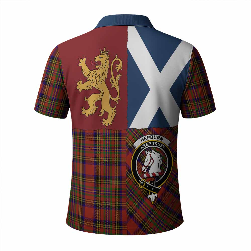 Hepburn Crest Tartan Polo Shirt with Lion Rampant Saltire Style