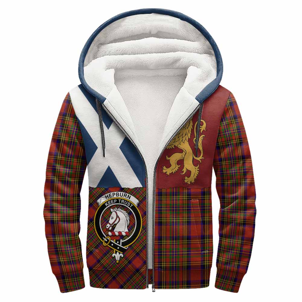 Hepburn Crest Tartan Sherpa Hoodie with Lion Rampant Saltire Style
