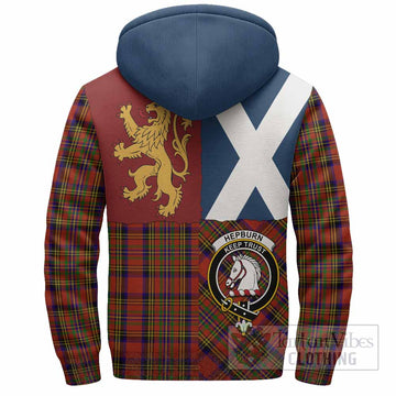 Hepburn Crest Tartan Sherpa Hoodie with Lion Rampant Saltire Style