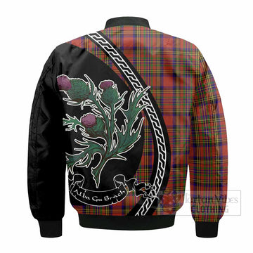 Hepburn Family Crest Tartan Bomber Jacket Alba Thistle Inspired