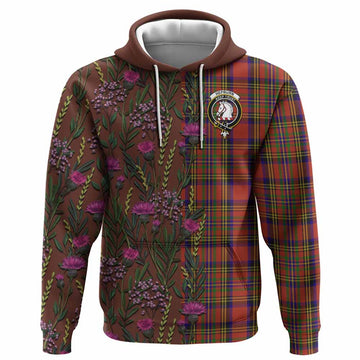 Hepburn Family Crest Tartan Hoodie Scottish Thistle Flower Pattern Half Style - Tartan Vibes Clothing