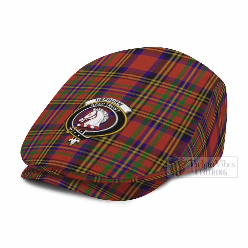 Hepburn Family Crest Tartan Jeff Cap, Tartan Flat Cap
