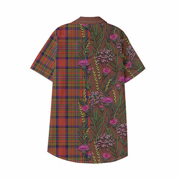 Hepburn Family Crest Tartan Kid Hawaiian Shirt Scottish Thistle Flower Pattern Half Style