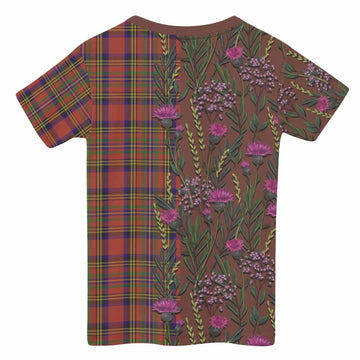 Hepburn Family Crest Tartan Kid T-shirt Scottish Thistle Flower Pattern Half Style