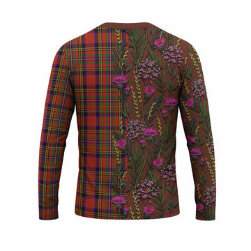 Hepburn Family Crest Tartan Long Sleeve T-Shirt Scottish Thistle Flower Pattern Half Style - Tartan Vibes Clothing