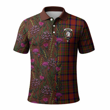 Hepburn Family Crest Tartan Polo Shirt Scottish Thistle Flower Pattern Half Style