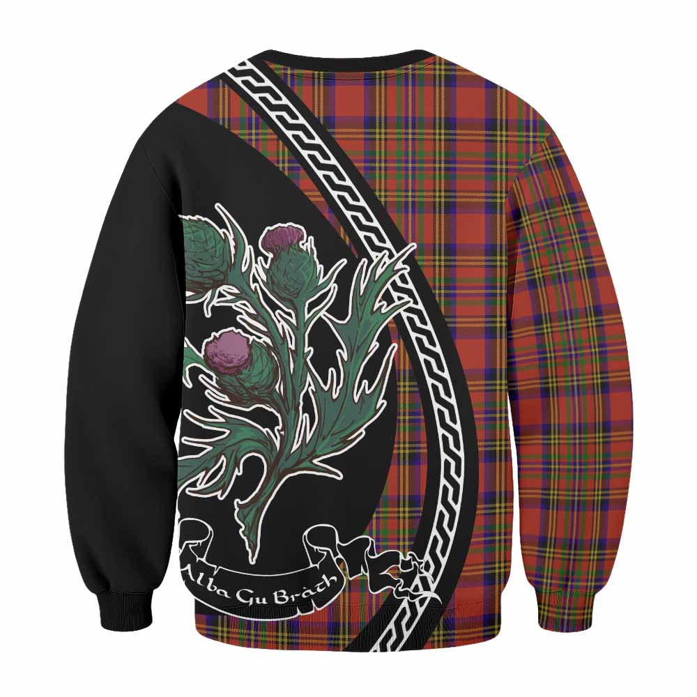 Hepburn Family Crest Tartan Sweatshirt Alba Thistle Inspired - Tartan Vibes Clothing