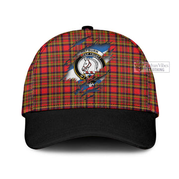 Hepburn Modern Tartan Classic Cap with Family Crest In Me Style