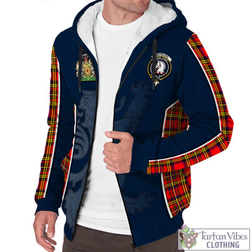 Hepburn Modern Tartan Sherpa Hoodie with Family Crest and Lion Rampant Vibes Sport Style