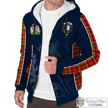 Hepburn Modern Tartan Sherpa Hoodie with Family Crest and Scottish Thistle Vibes Sport Style