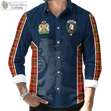 Hepburn Modern Tartan Long Sleeve Button Up Shirt with Family Crest and Lion Rampant Vibes Sport Style