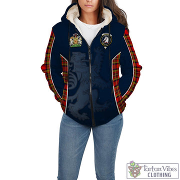 Hepburn Modern Tartan Sherpa Hoodie with Family Crest and Lion Rampant Vibes Sport Style