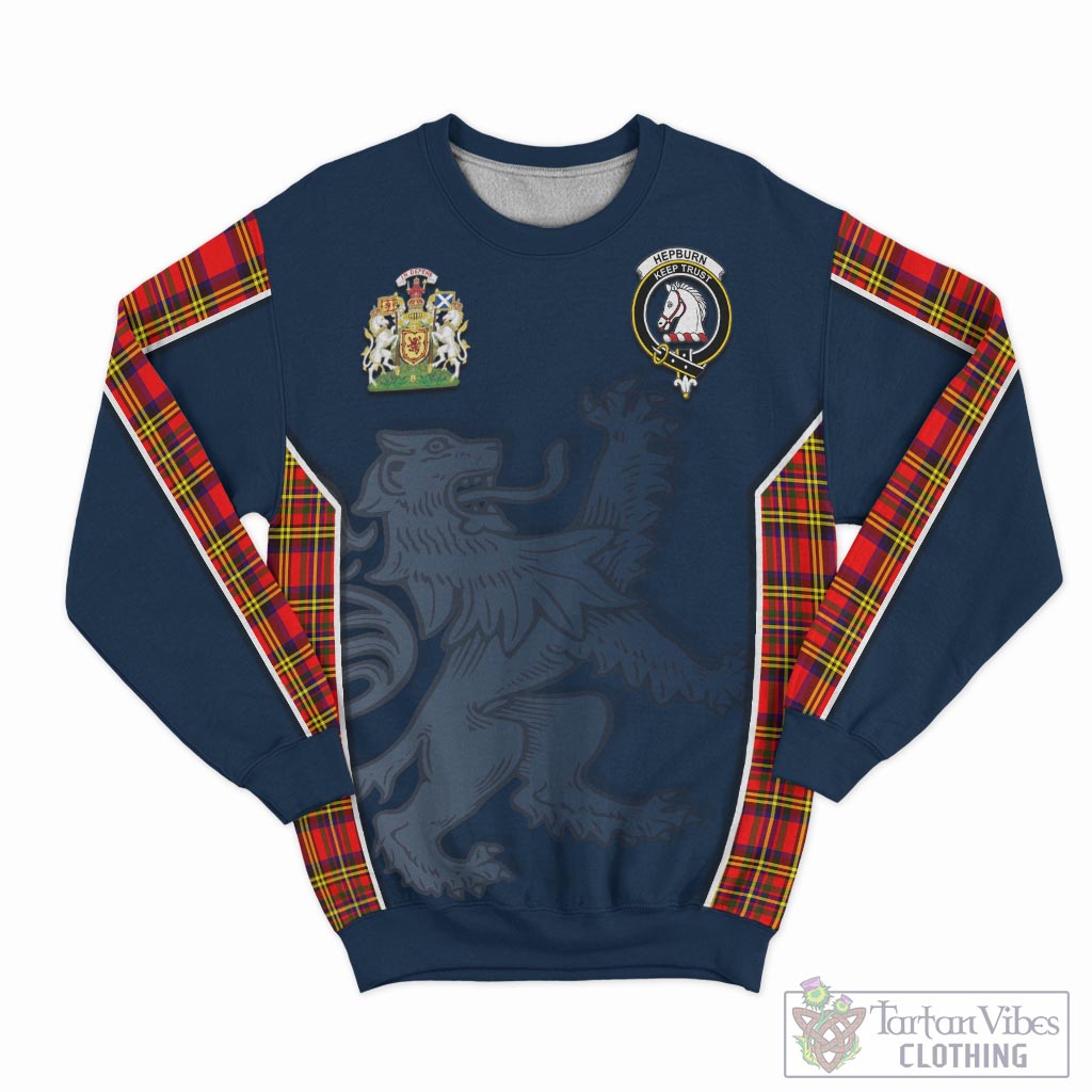 Tartan Vibes Clothing Hepburn Modern Tartan Sweater with Family Crest and Lion Rampant Vibes Sport Style