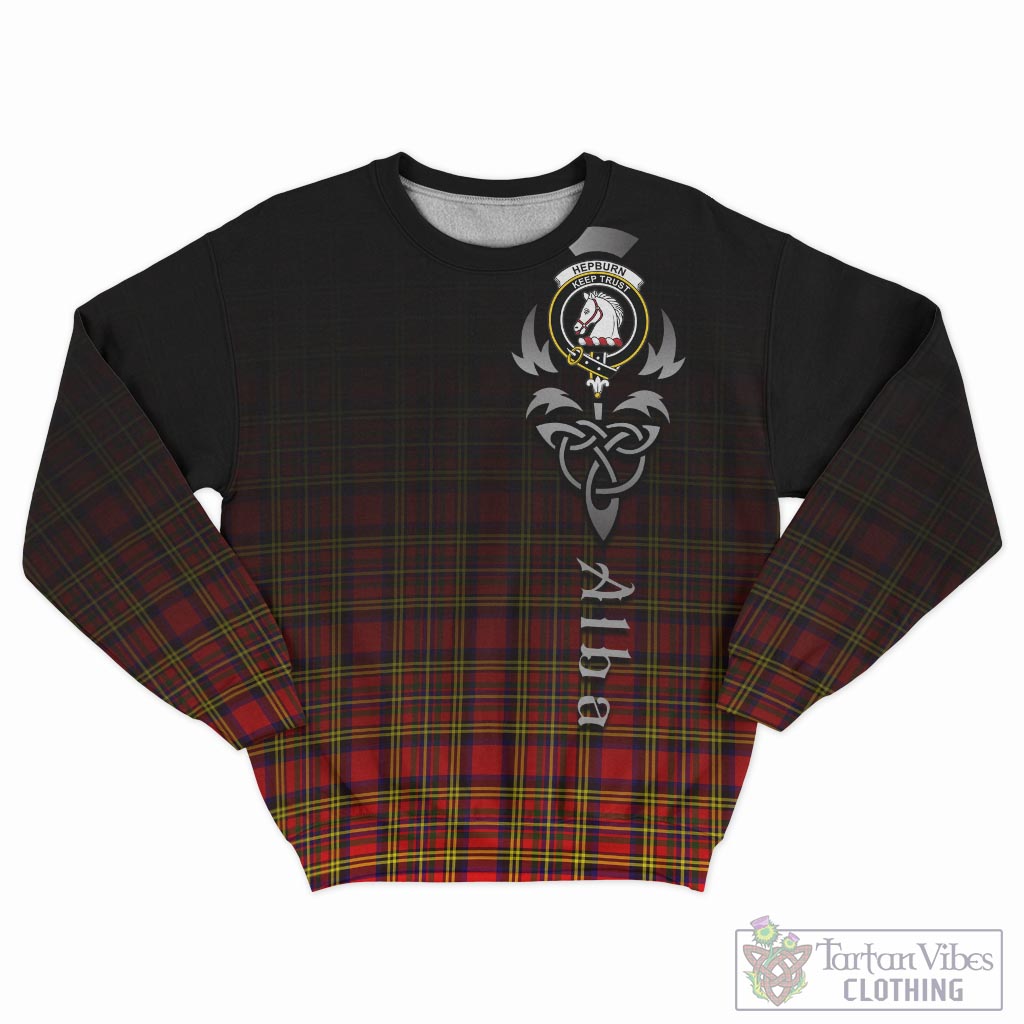 Tartan Vibes Clothing Hepburn Modern Tartan Sweatshirt Featuring Alba Gu Brath Family Crest Celtic Inspired