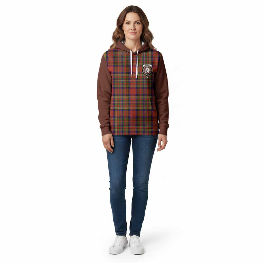 Hepburn Tartan Accent Cotton Hoodie with Family Crest