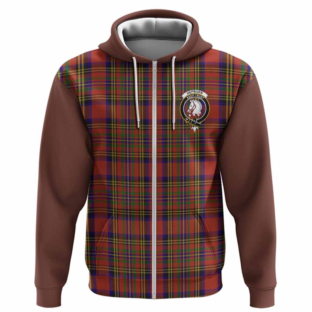 Hepburn Tartan Accent Hoodie with Family Crest