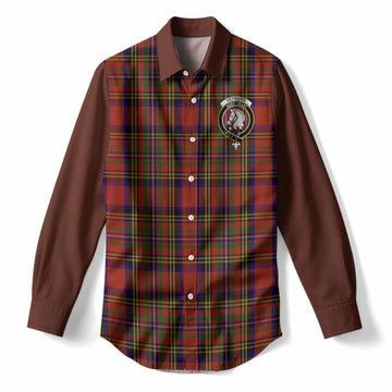 Hepburn Tartan Accent Women Casual Shirt with Family Crest