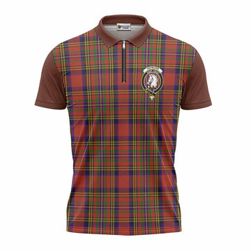 Hepburn Tartan Accent Zipper Polo Shirt with Family Crest