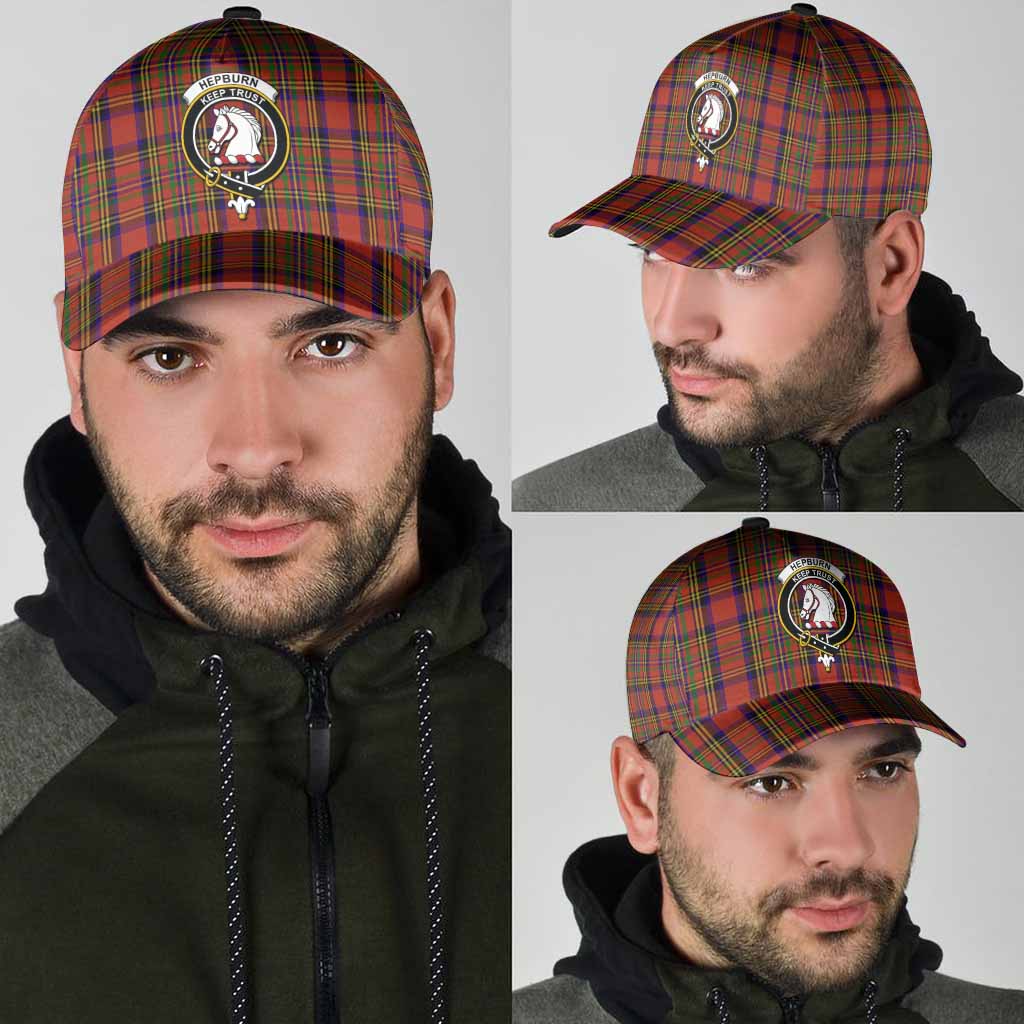Hepburn Tartan Classic Cap with Family Crest