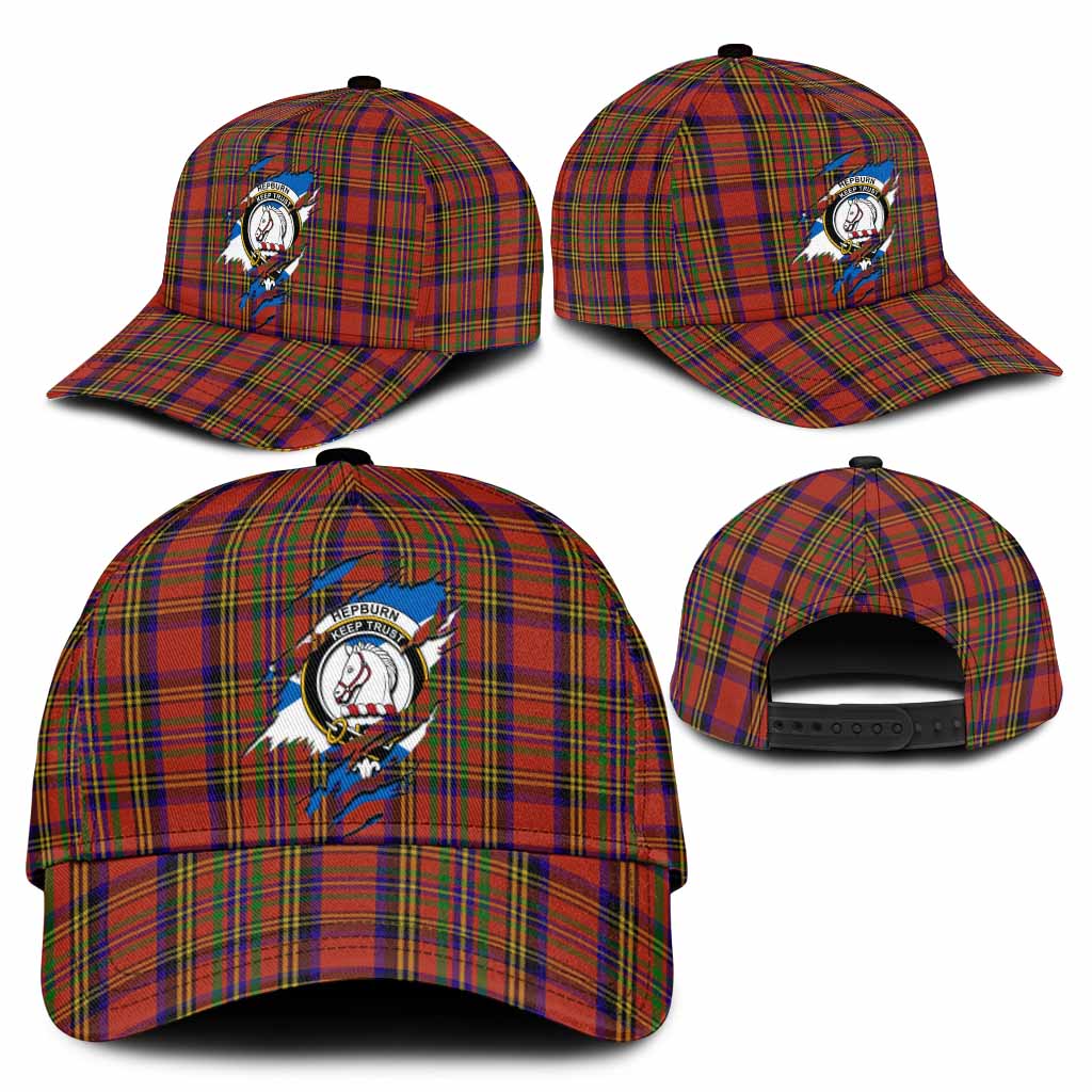Hepburn Tartan Classic Cap with Family Crest In Me Style