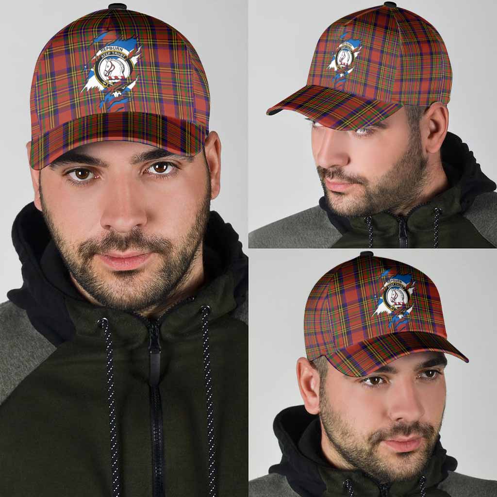 Hepburn Tartan Classic Cap with Family Crest In Me Style