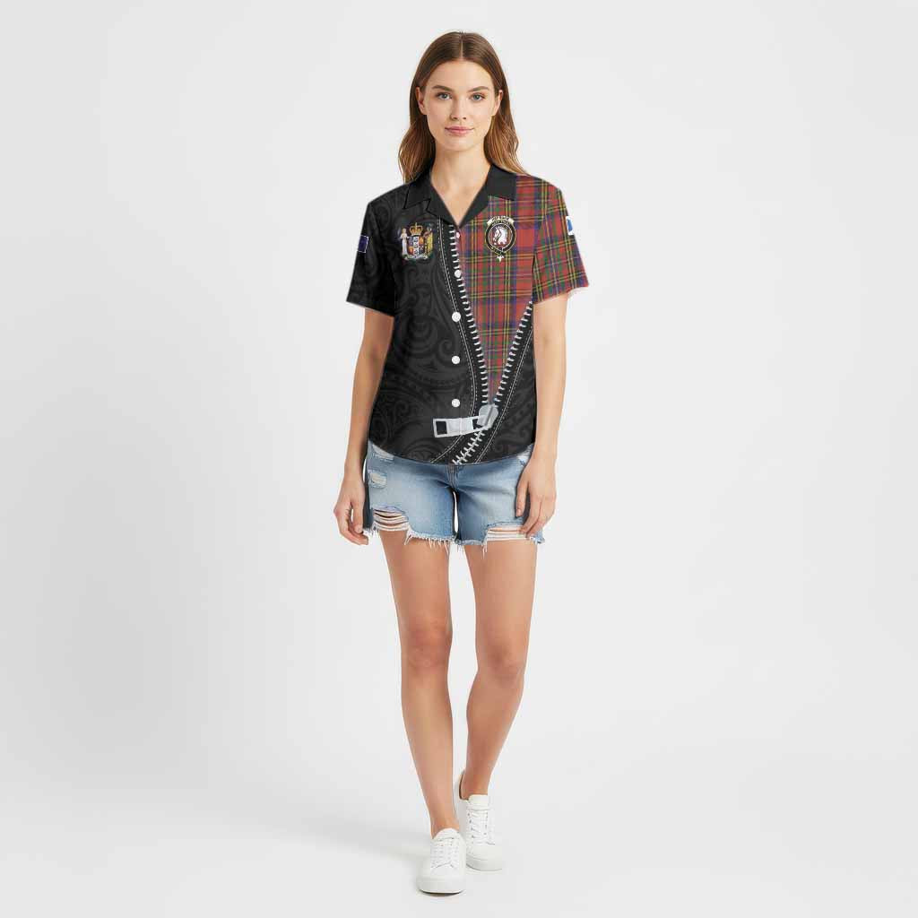 Hepburn Tartan Cotton Hawaiian Shirt New Zealand Pattern Unique Zipper Stylized