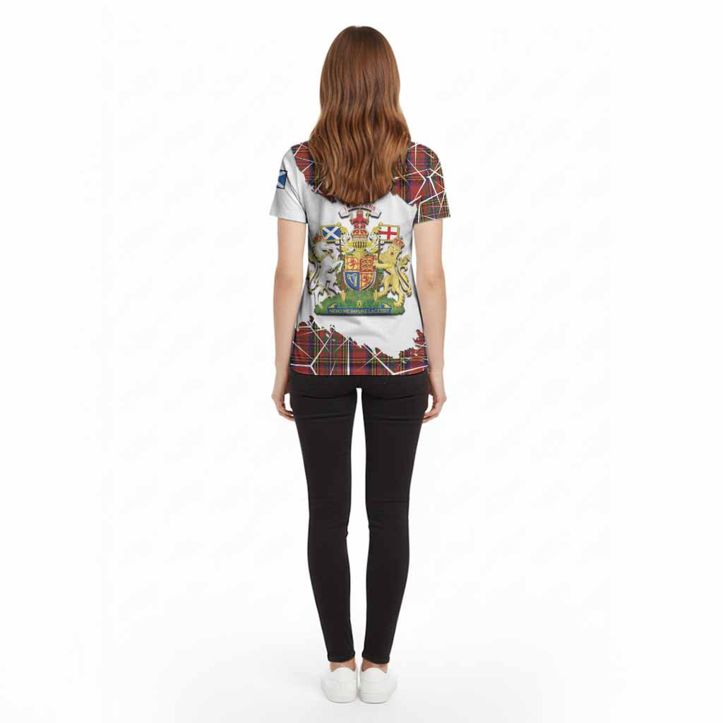 Hepburn Tartan Cotton T-shirt with Family Crest and Lion Rampant Grunge Style