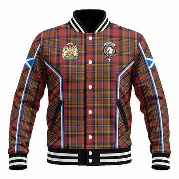 Hepburn Tartan Crest Baseball Jacket Scotland Coat of Arm Flag Style