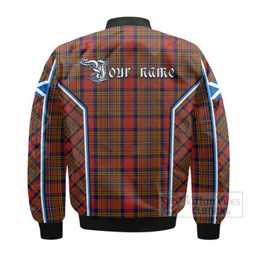 Hepburn Tartan Crest Bomber Jacket Scotland Coat of Arm Flag Style