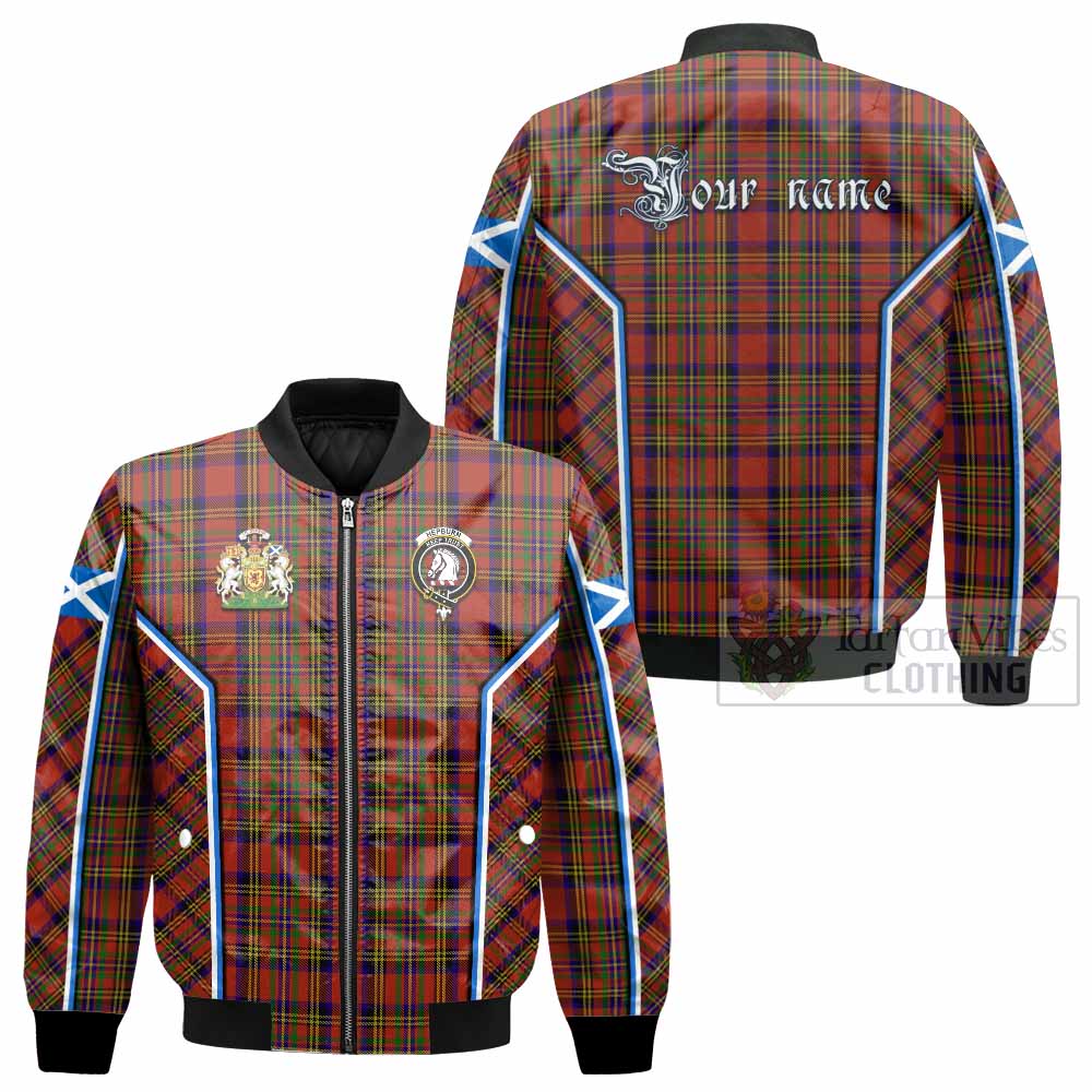 Hepburn Tartan Crest Bomber Jacket Scotland Coat of Arm Flag Style - Tartan Vibes Clothing