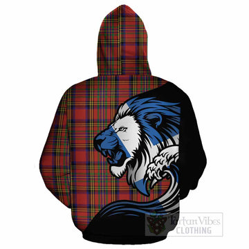 Hepburn Tartan Crest Cotton Hoodie Scottish Golden Lions Wave Flow