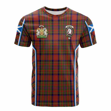 Hepburn Tartan Crest Cotton T-shirt Scotland Coat of Arm Flag Style
