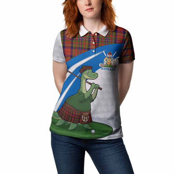 Hepburn Tartan Crest Golf Nessie Women Polo Shirt Loch Ness Monster Sporty Style