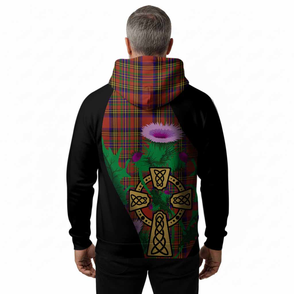 Hepburn Tartan Crest Hoodie Celtic Cross Thistle Flowers