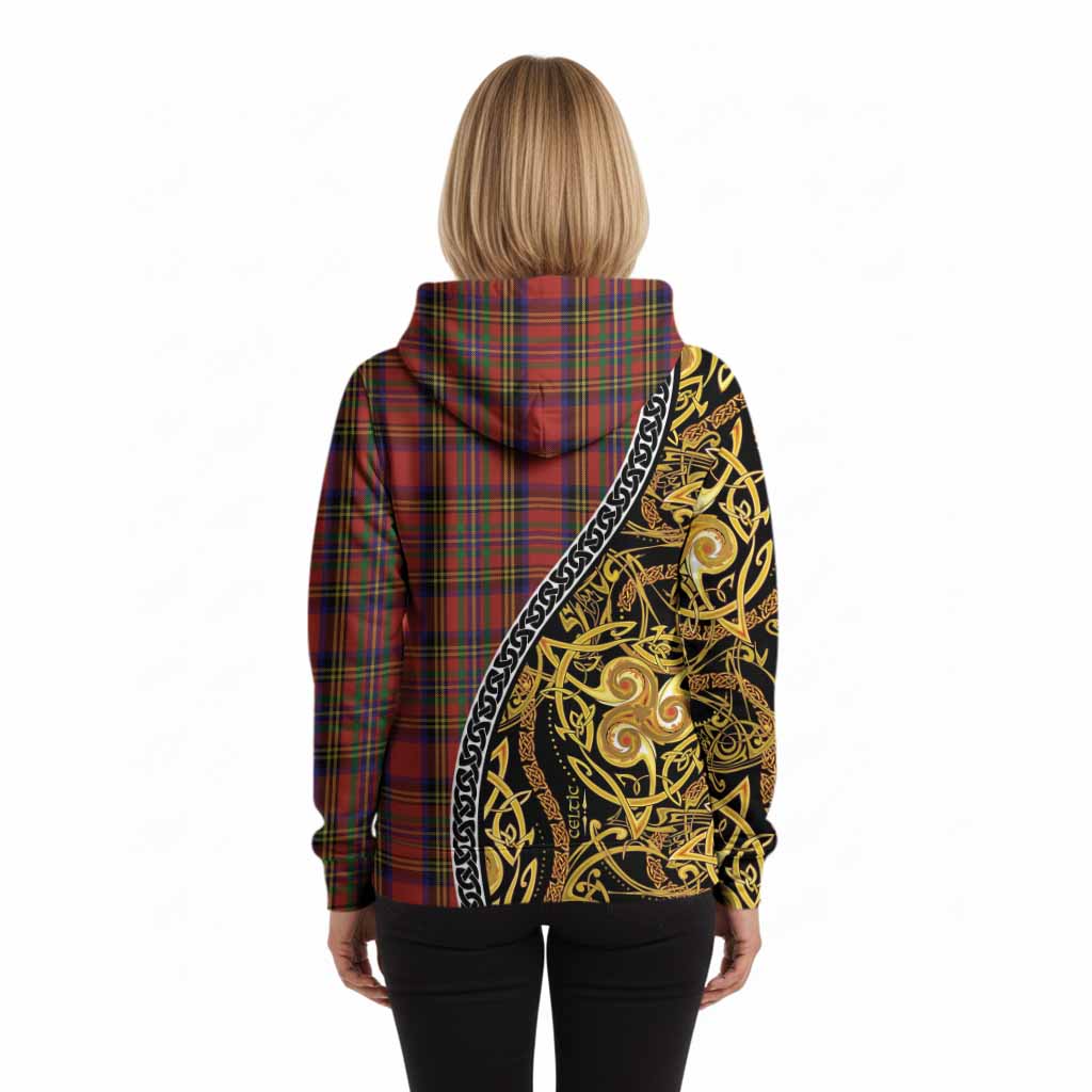 Hepburn Tartan Crest Hoodie Celtic Knot and Triple Trickle Spiral Symbols