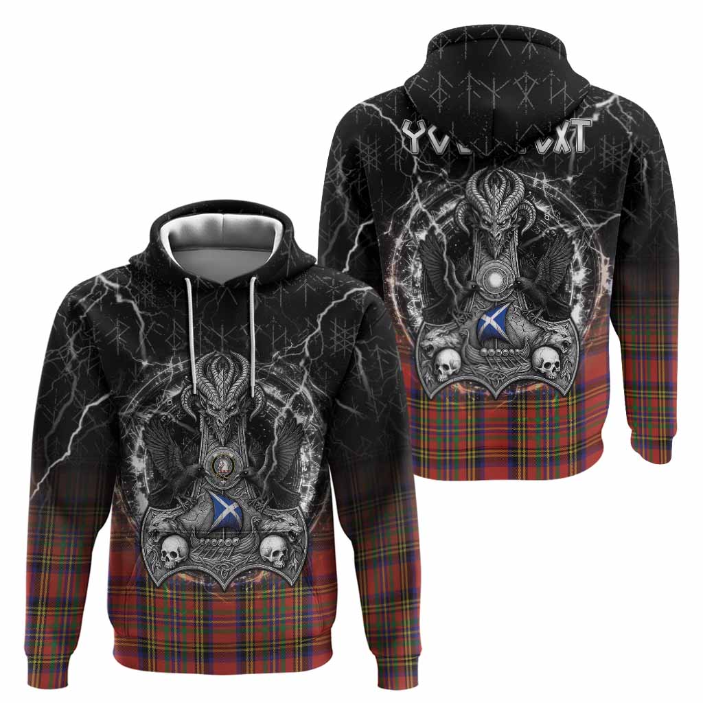 Hepburn Tartan Crest Hoodie Celtic Odin's Raven Legacy