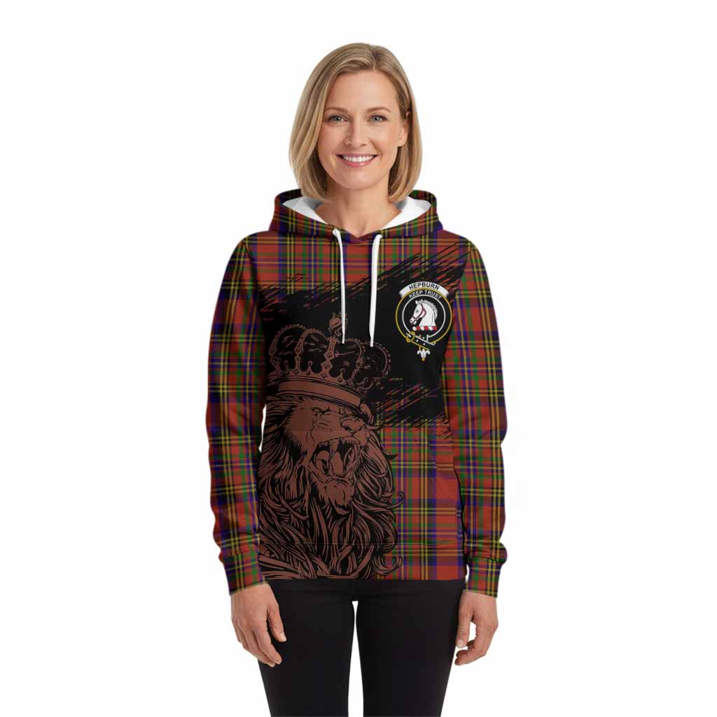 Hepburn Tartan Crest Hoodie Crowned Lion Heritage Style