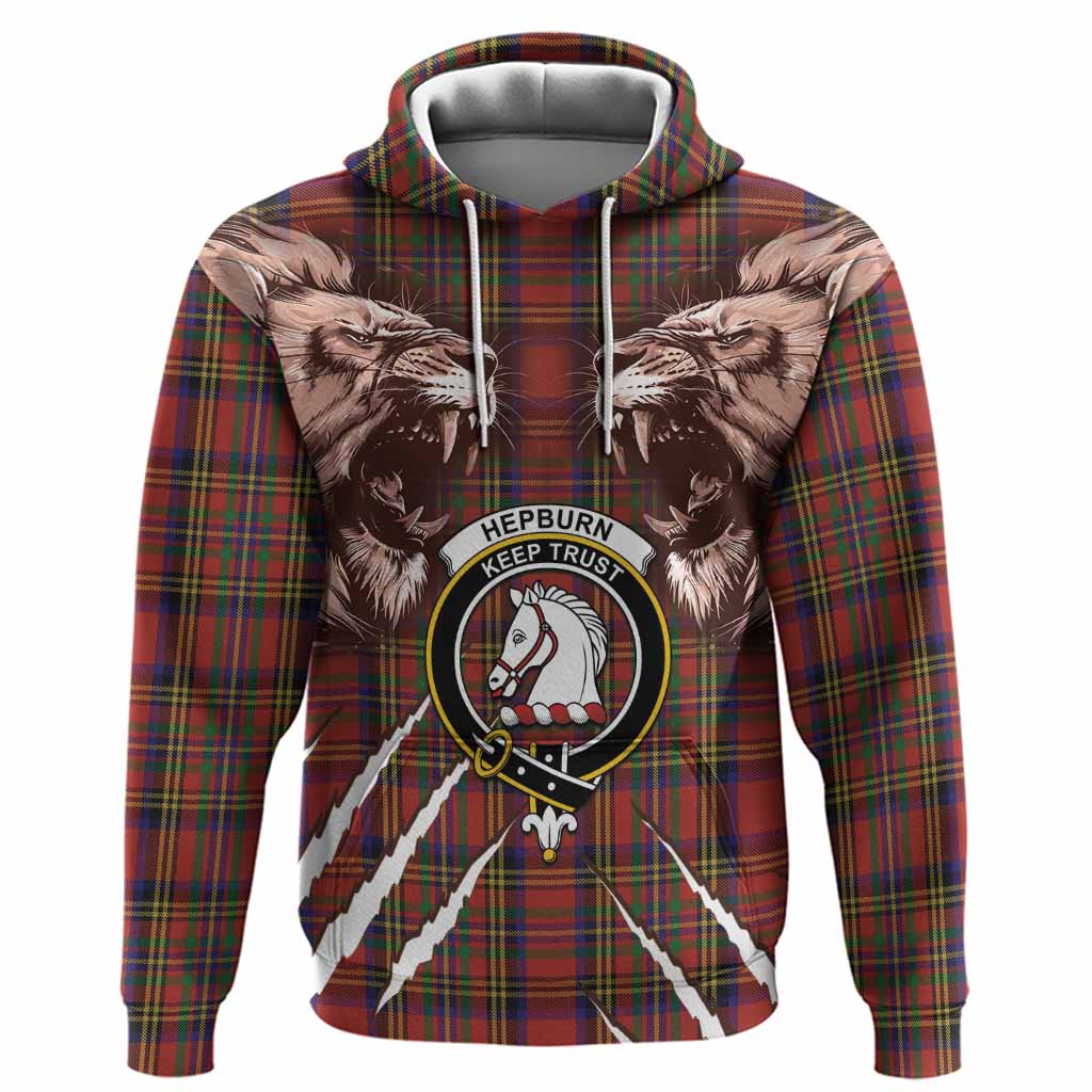 Hepburn Tartan Crest Hoodie Ferocious Lion Style